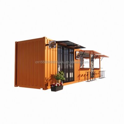 Negozio di contenitori pop-up di strada Casa prefabbricata Contenitore Caffe' 40ft 20ft con tubi quadrati in acciaio galvanizzato