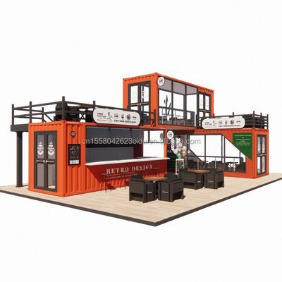 20ft Prefabbricato Customized Mobile Coffee Shop Container Bar con colore personalizzato e piegatura in acciaio galvanizzato