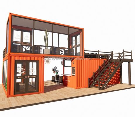 20ft Prefabbricato Customized Mobile Coffee Shop Container Bar con colore personalizzato e piegatura in acciaio galvanizzato