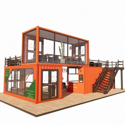 20ft Prefabbricato Customized Mobile Coffee Shop Container Bar con colore personalizzato e piegatura in acciaio galvanizzato
