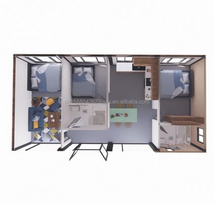 Colorato su misura Contenitore robusto a due piani Mini bar a 20 piedi Pop-up store con tubi quadrati in acciaio galvanizzato