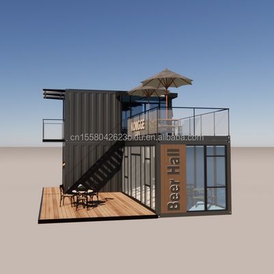 Contenitore di piegatura in acciaio galvanizzato negozio di caffè 40ft casa prefabbricata progettazione di edifici per hotel a telaio in acciaio