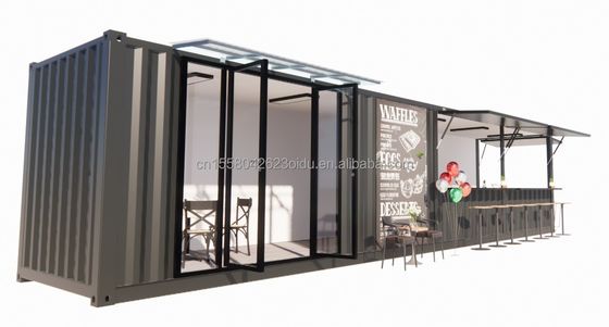 Tubi quadrati in acciaio galvanizzato Struttura principale 20ft-40ft Contenitore modulare personalizzato Caffe' Food Stall con design moderno