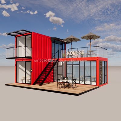 Pingui Customized 20ft/40ft Tubes Quadrati di Acciaio Galvanizzato Contenitore di Spedizione Caffè Contenitore Portatile Ristorante per Negozio
