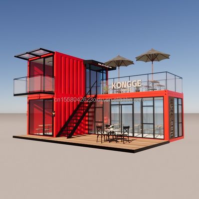 Pingui Customized 20ft/40ft Tubes Quadrati di Acciaio Galvanizzato Contenitore di Spedizione Caffè Contenitore Portatile Ristorante per Negozio