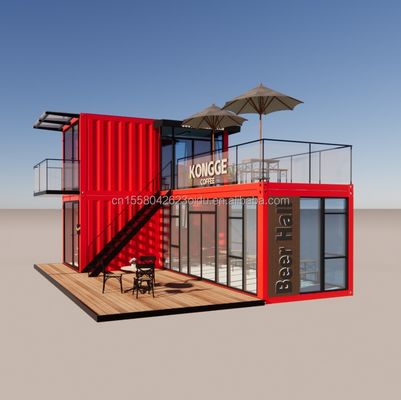 Pingui Customized 20ft/40ft Tubes Quadrati di Acciaio Galvanizzato Contenitore di Spedizione Caffè Contenitore Portatile Ristorante per Negozio