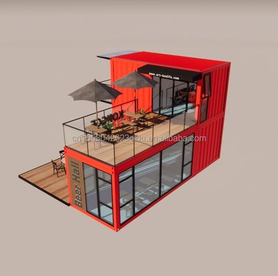 Pingui Customized 20ft/40ft Tubes Quadrati di Acciaio Galvanizzato Contenitore di Spedizione Caffè Contenitore Portatile Ristorante per Negozio