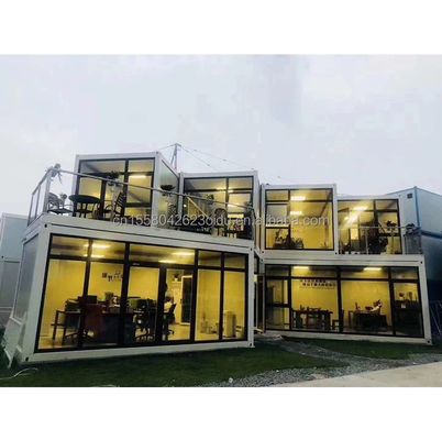 Struttura in acciaio prefabbricata Contenitore Ristorante Cucina Camera da letto con finestre in lega di alluminio e grande design di finestre