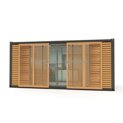 Alloggio alberghiero 20ft Container prefabbricato Casa di ufficio con porta scorrevole in legno e finestre in alluminio