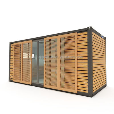 Alloggio alberghiero 20ft Container prefabbricato Casa di ufficio con porta scorrevole in legno e finestre in alluminio