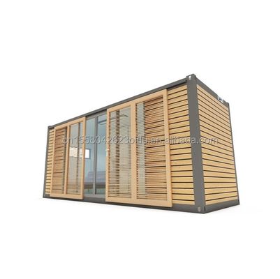 Alloggio alberghiero 20ft Container prefabbricato Casa di ufficio con porta scorrevole in legno e finestre in alluminio