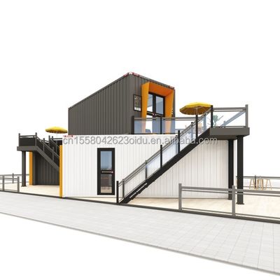 Container Bar Restaurante Modificato Coffee Shop con struttura in acciaio Edificio e 50/75/100mm Wave Sandwich Panel Parete