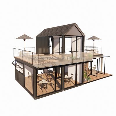 20ft 40ft Hotel moderno semplice 4 camere da letto 1 garage Casa prefabbricata Container Villa Casa Vertice tetto Rapido assemblaggio
