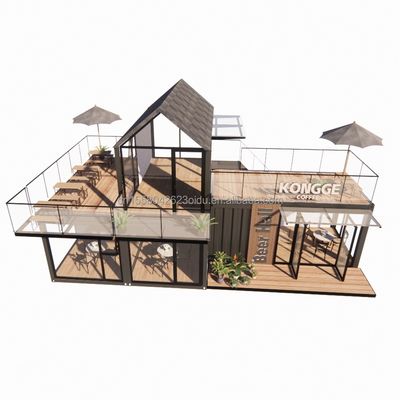 20ft 40ft Hotel moderno semplice 4 camere da letto 1 garage Casa prefabbricata Container Villa Casa Vertice tetto Rapido assemblaggio