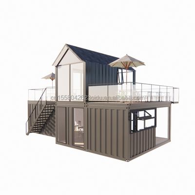 20ft 40ft Hotel moderno semplice 4 camere da letto 1 garage Casa prefabbricata Container Villa Casa Vertice tetto Rapido assemblaggio