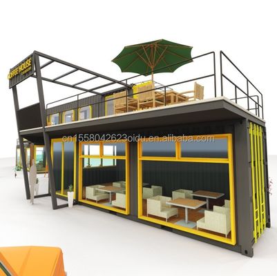 Ristorante all' aperto Bar Bar Container House 40FT Design moderno con tubi quadrati in acciaio galvanizzato