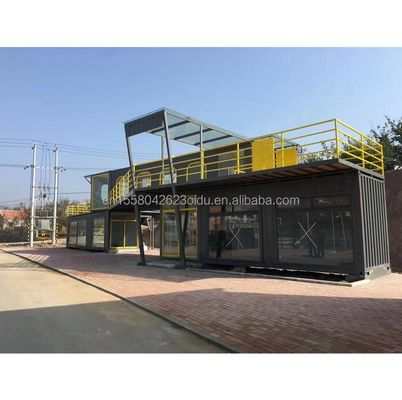 Ristorante all' aperto Bar Bar Container House 40FT Design moderno con tubi quadrati in acciaio galvanizzato