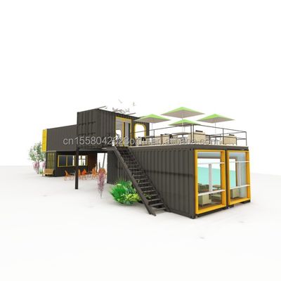 Ristorante all' aperto Bar Bar Container House 40FT Design moderno con tubi quadrati in acciaio galvanizzato