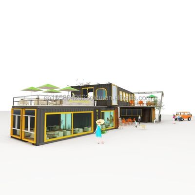 Ristorante all' aperto Bar Bar Container House 40FT Design moderno con tubi quadrati in acciaio galvanizzato