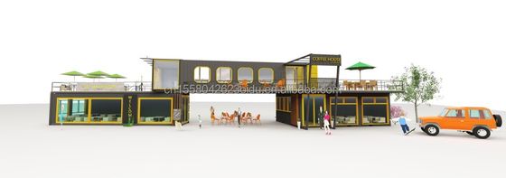 Ristorante all' aperto Bar Bar Container House 40FT Design moderno con tubi quadrati in acciaio galvanizzato