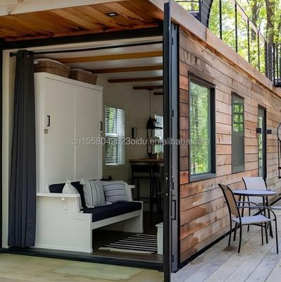 Casa in contenitore in legno portatile da 40 piedi con 2 camere da letto e 1 soggiorno