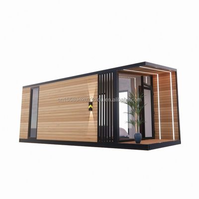 Casa in container prefabbricata da 20 piedi con telaio in acciaio, vetro in legno, vetro in alluminio, finestre e piegatura in acciaio galvanizzato