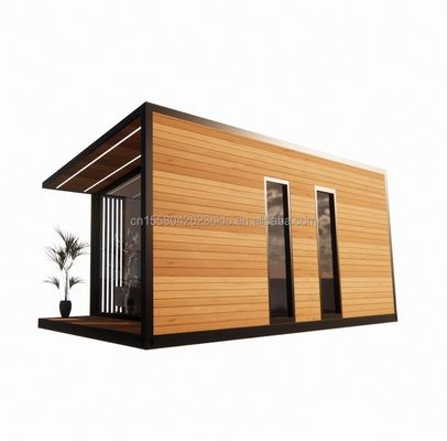 Casa in container prefabbricata da 20 piedi con telaio in acciaio, vetro in legno, vetro in alluminio, finestre e piegatura in acciaio galvanizzato