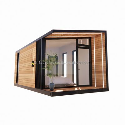 Casa in container prefabbricata da 20 piedi con telaio in acciaio, vetro in legno, vetro in alluminio, finestre e piegatura in acciaio galvanizzato