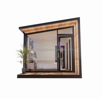 Casa in container prefabbricata da 20 piedi con telaio in acciaio, vetro in legno, vetro in alluminio, finestre e piegatura in acciaio galvanizzato