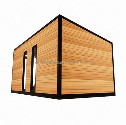 Casa in container prefabbricata da 20 piedi con telaio in acciaio, vetro in legno, vetro in alluminio, finestre e piegatura in acciaio galvanizzato