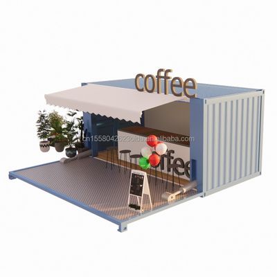 50/75/100mm Wave Sandwich Panel Parete Luxury 20ft Foldable Container House per caffè / Container Cafe / Container Bar