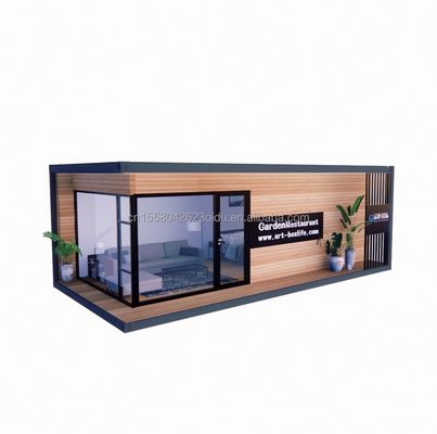 Casa di container Casas prefabbricate in vetro di legno Casa solare con tubi quadrati in acciaio galvanizzato