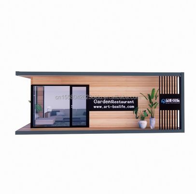 Casa di container Casas prefabbricate in vetro di legno Casa solare con tubi quadrati in acciaio galvanizzato