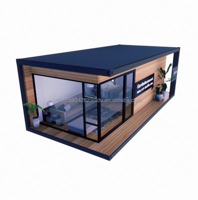 Casa di container Casas prefabbricate in vetro di legno Casa solare con tubi quadrati in acciaio galvanizzato