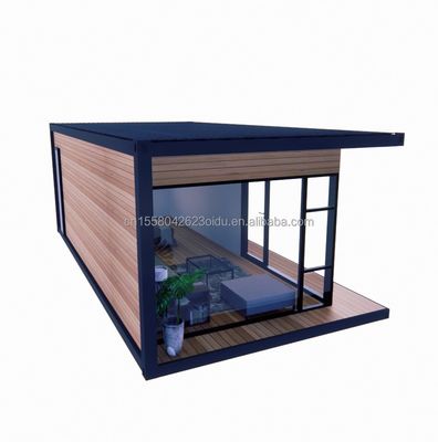 Casa di container Casas prefabbricate in vetro di legno Casa solare con tubi quadrati in acciaio galvanizzato