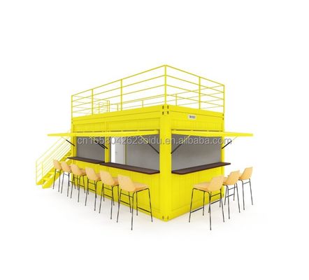 Tubi quadrati in acciaio galvanizzato Contenitore da caffetteria in acciaio Contenitore prefabbricato moderno da 20 piedi Bar per esterni
