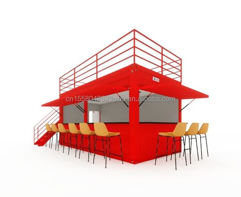 Tubi quadrati in acciaio galvanizzato Contenitore da caffetteria in acciaio Contenitore prefabbricato moderno da 20 piedi Bar per esterni