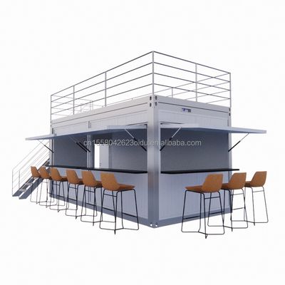 Tubi quadrati in acciaio galvanizzato Contenitore da caffetteria in acciaio Contenitore prefabbricato moderno da 20 piedi Bar per esterni