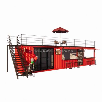 Moderno lussuoso 20ft 10ft Mini Cafe Bar Ristorante Casa Contenitore Bar Prefabbricato Acciaio Interior Design per il centro commerciale