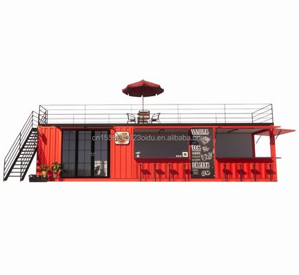 Moderno lussuoso 20ft 10ft Mini Cafe Bar Ristorante Casa Contenitore Bar Prefabbricato Acciaio Interior Design per il centro commerciale