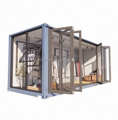 Cornice in acciaio a colori personalizzata 20 piedi contenitore prefabbricato negozio di abbigliamento chiosco stand negozio mobile con piegatura in acciaio galvanizzato