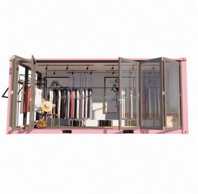 Cornice in acciaio a colori personalizzata 20 piedi contenitore prefabbricato negozio di abbigliamento chiosco stand negozio mobile con piegatura in acciaio galvanizzato
