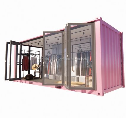 Cornice in acciaio a colori personalizzata 20 piedi contenitore prefabbricato negozio di abbigliamento chiosco stand negozio mobile con piegatura in acciaio galvanizzato