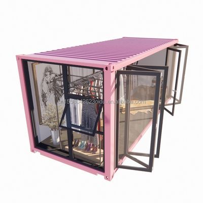 Cornice in acciaio a colori personalizzata 20 piedi contenitore prefabbricato negozio di abbigliamento chiosco stand negozio mobile con piegatura in acciaio galvanizzato