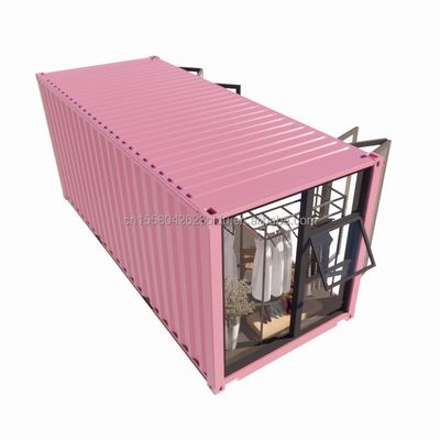 Cornice in acciaio a colori personalizzata 20 piedi contenitore prefabbricato negozio di abbigliamento chiosco stand negozio mobile con piegatura in acciaio galvanizzato