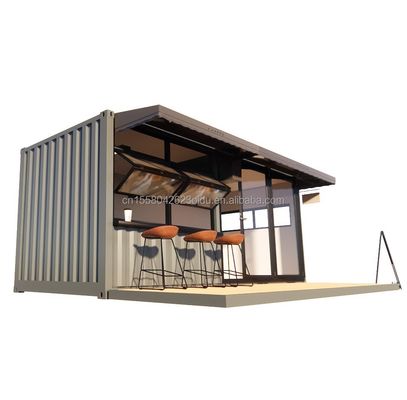 Negozio 20ft Prefabbricato Container Bar con 50/75/100mm Wave Sandwich Panel Pareti Portable e facile da installare