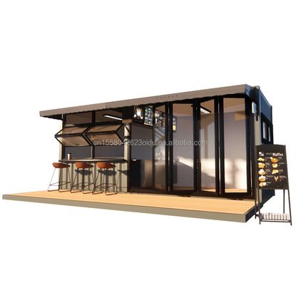 Negozio 20ft Prefabbricato Container Bar con 50/75/100mm Wave Sandwich Panel Pareti Portable e facile da installare
