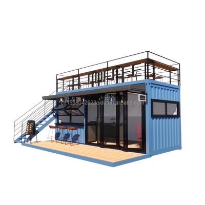 EU 20ft Food Stall Al secondo piano Container Coffee Shop Costruito con tubi quadrati in acciaio galvanizzato e struttura in acciaio