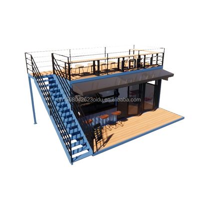 EU 20ft Food Stall Al secondo piano Container Coffee Shop Costruito con tubi quadrati in acciaio galvanizzato e struttura in acciaio