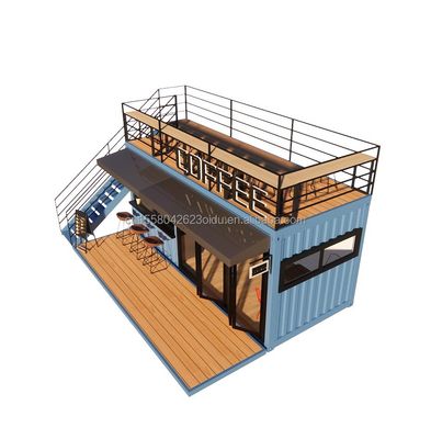 EU 20ft Food Stall Al secondo piano Container Coffee Shop Costruito con tubi quadrati in acciaio galvanizzato e struttura in acciaio